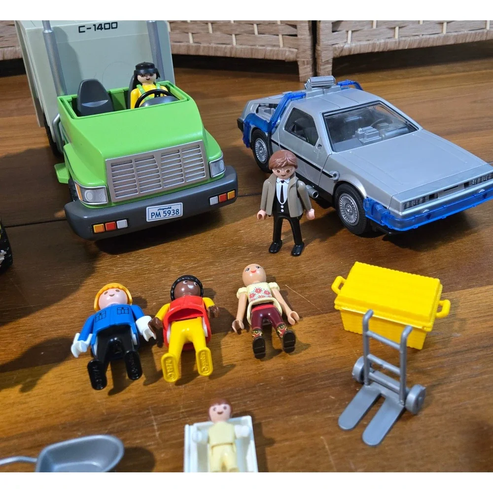 Playmobil City Action Vehicle Lot Fire Truck Ambulance Garbage Truck DeLorean